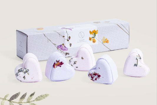Bath Bombs - Lavender - a Set of 5 Heart Shaped Gift box - Mother's Day best gift-1